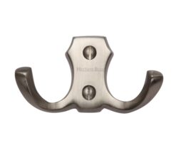 Heritage Brass Double Robe Hook (78mm Width), Satin Nickel
