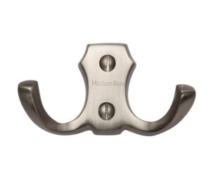 Heritage Brass Double Robe Hook (78mm Width), Satin Nickel -