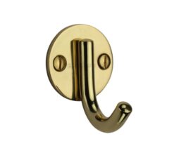 Heritage Brass Modern Single Robe Hook (52mm Height), Polished Brass