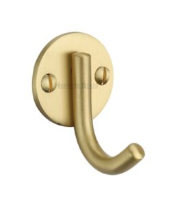 Heritage Brass Modern Single Robe Hook (52mm Height), Satin Brass