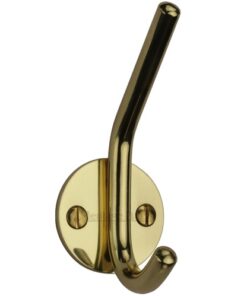 Heritage Brass Modern Hat & Coat Hook (90mm Height), Polished Brass