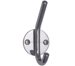 Heritage Brass Modern Hat & Coat Hook (90mm Height), Polished Chrome