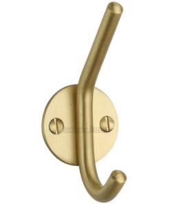 Heritage Brass Modern Hat & Coat Hook (90mm Height), Satin Brass