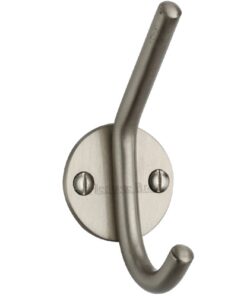 Heritage Brass Modern Hat & Coat Hook (90mm Height), Satin Nickel -