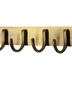 Heritage Brass Coat Hooks On Plate (223mm Width), Antique Brass