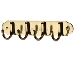 Heritage Brass Coat Hooks On Plate (223mm Width), Polished Brass