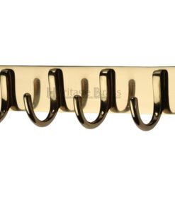 Heritage Brass Coat Hooks On Plate (223mm Width), Polished Brass