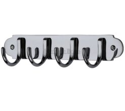 Heritage Brass Coat Hooks On Plate (223mm Width), Polished Chrome
