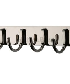 Heritage Brass Coat Hooks On Plate (223mm Width), Polished Nickel
