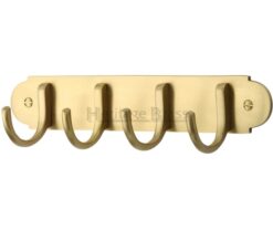 Heritage Brass Coat Hooks On Plate (223mm Width), Satin Brass