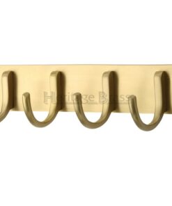 Heritage Brass Coat Hooks On Plate (223mm Width), Satin Brass