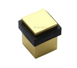 Heritage Brass Square Floor Mounted Door Stop (30mm x 30mm), Polished Brass