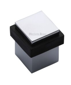Heritage Brass Square Floor Mounted Door Stop (30mm x 30mm), Polished Chrome