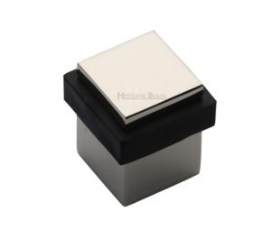 Heritage Brass Square Floor Mounted Door Stop (30mm x 30mm), Polished Nickel