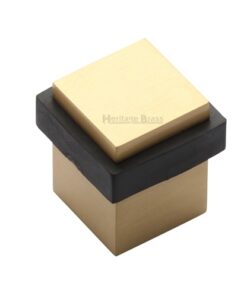 Heritage Brass Square Floor Mounted Door Stop (30mm x 30mm), Satin Brass