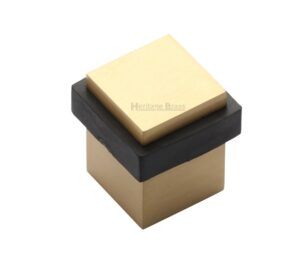Heritage Brass Square Floor Mounted Door Stop (30mm x 30mm), Satin Brass