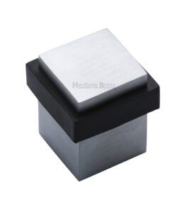 Heritage Brass Square Floor Mounted Door Stop (30mm x 30mm), Satin Chrome