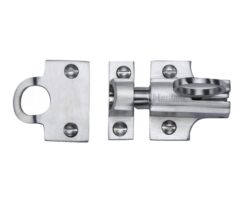 Heritage Brass Fanlight Catch With Ring Pull, Satin Chrome