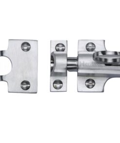 Heritage Brass Fanlight Catch With Ring Pull, Satin Chrome