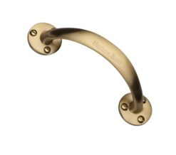 Heritage Brass Curved Bow Pull Handle, Satin Brass