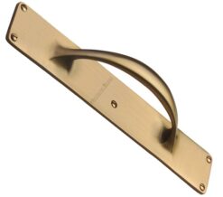 Heritage Brass Slim Pull Handle On 303mm Backplate, Satin Brass