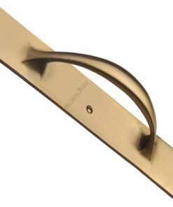 Heritage Brass Slim Pull Handle On 303mm Backplate, Satin Brass