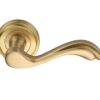 Heritage Brass Lisboa Satin Brass Door Handles On Round Rose  (sold in pairs)