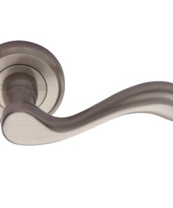 Heritage Brass Lisboa Satin Nickel Door Handles On Round Rose(sold in pairs)