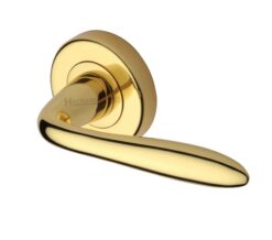 Heritage Brass Sutton Polished Brass Door Handles On Round Rose  (sold in pairs)