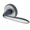 Heritage Brass Sutton Satin Chrome Door Handles On Round Rose  (sold in pairs)