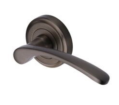 Heritage Brass Sophia Matt Bronze Door Handles On Round Rose   (sold in pairs)