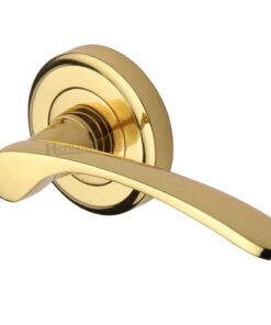 Heritage Brass Sophia Polished Brass Door Handles On Round Rose (sold in pairs)
