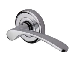 Heritage Brass Sophia Polished Chrome Door Handles On Round Rose  (sold in pairs)