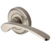 Heritage Brass Sophia Satin Nickel Door Handles On Round Rose  (sold in pairs)