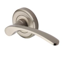 Heritage Brass Sophia Satin Nickel Door Handles On Round Rose  (sold in pairs)