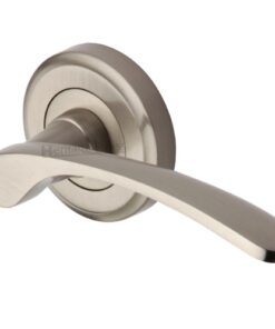 Heritage Brass Sophia Satin Nickel Door Handles On Round Rose(sold in pairs)