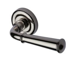 Heritage Brass Colonial Polished Nickel Door Handles On Round Rose  (sold in pairs)