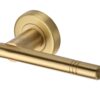 Heritage Brass Alicia Satin Brass Door Handles On Round Rose   (sold in pairs)