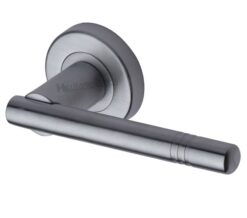 Heritage Brass Alicia Satin Chrome Door Handles On Round Rose  (sold in pairs)