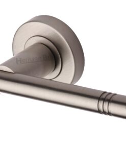 Heritage Brass Alicia Satin Nickel Door Handles On Round Rose (sold in pairs)