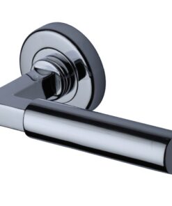 Heritage Brass Bauhaus Polished Chrome Door Handles On Round Rose(sold in pairs)