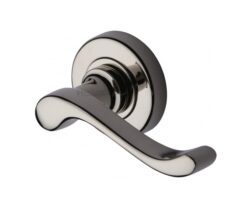 Heritage Brass Bedford Polished Nickel Door Handles On Round Rose   (sold in pairs)
