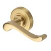 Heritage Brass Bedford Satin Brass Door Handles On Round Rose  (sold in pairs)