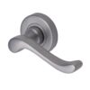 Heritage Brass Bedford Satin Chrome Door Handles On Round Rose  (sold in pairs)