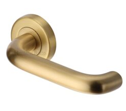 Heritage Brass Harmony Satin Brass Door Handles On Round Rose   (sold in pairs)