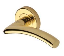 Heritage Brass Centaur Polished Brass Door Handles On Round Rose  (sold in pairs)
