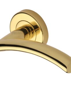Heritage Brass Centaur Polished Brass Door Handles On Round Rose (sold in pairs)