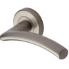 Heritage Brass Centaur Satin Nickel Door Handles On Round Rose  (sold in pairs)