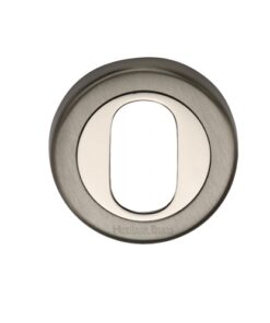 Heritage Brass Oval Profile Key Escutcheon Mercury Finish, Satin Nickel With Polished Nickel
