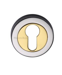 Heritage Brass Euro Profile Key Escutcheon, Dual Finish Polished Chrome With Polished Brass